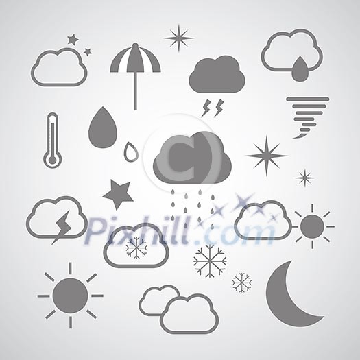 weather symbol set on gray background weather symbol set on gray background