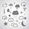 weather symbol set on gray background 