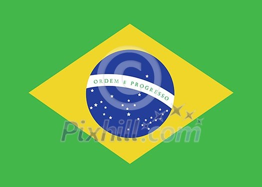 brazil flag over green background  