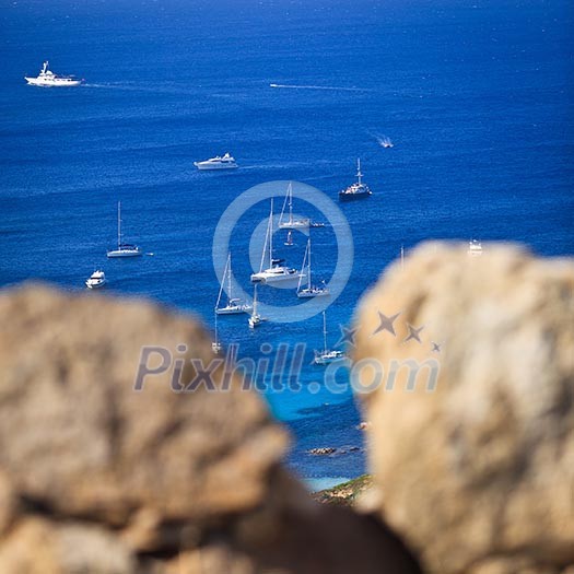 Stock Photo:
Splendid corsica coastal waters with boats