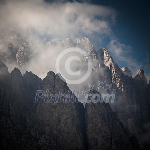 Lovely Alpine Scenery lit by the warm evening lightt, Restonica Valley, Corsica, France Lovely Alpine Scenery lit by the warm evening lightt, Restonica Valley, Corsica, France
