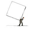 Young businessman standing on drawn graph arrow