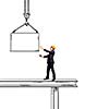 Businessman in helmet standing on construction beam