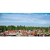 Red wooden houses in the swedish arcipielago