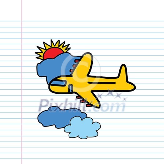 Plane hand drawn in a paper
