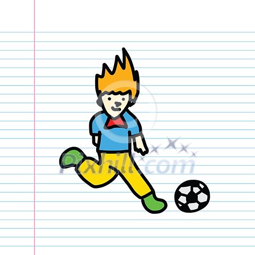 football player hand drawn cartoon sketch