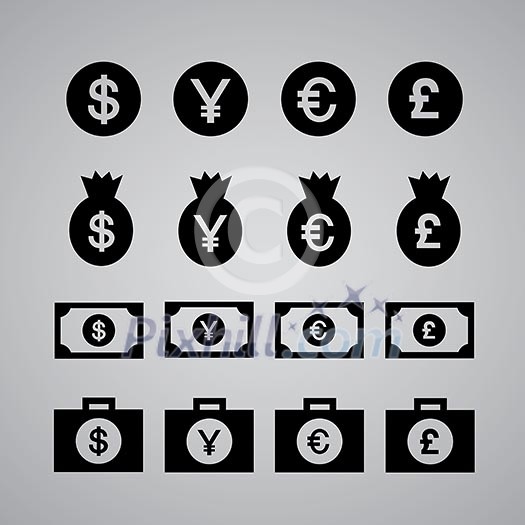 money icon symbol on gray background money icon symbol on gray background