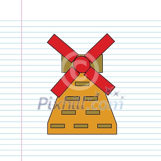 vector hand drawn cartoon of windmill vector hand drawn cartoon of windmill