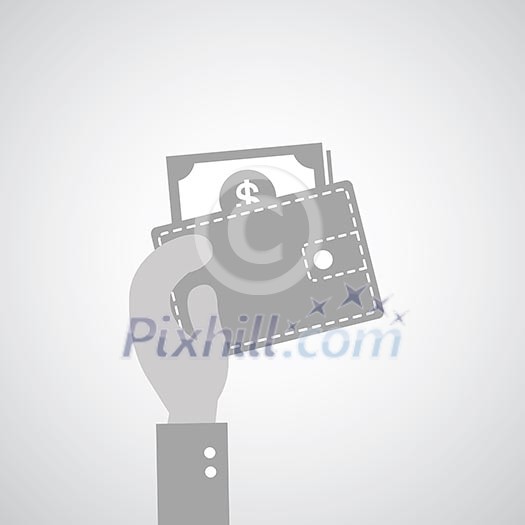 Wallet symbol on gray background Wallet symbol on gray background