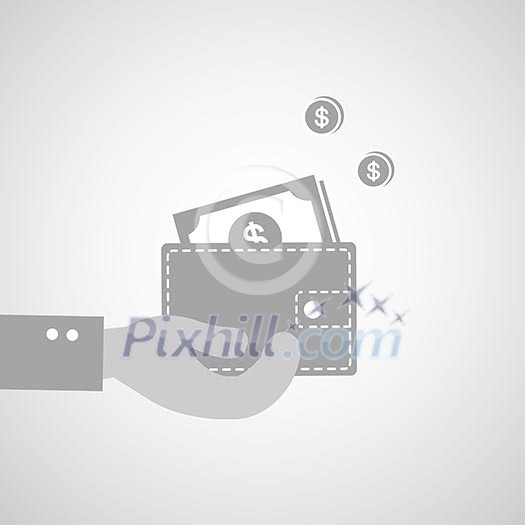 Wallet symbol on gray background