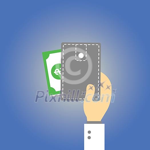 Wallet money vector cartoon style Wallet money vector cartoon style