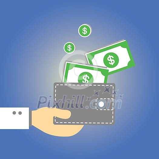 Wallet money vector cartoon style Wallet money vector cartoon style