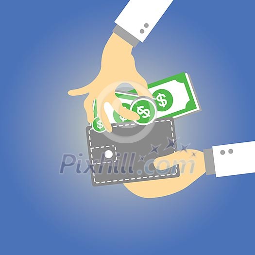 Wallet money vector cartoon style Wallet money vector cartoon style
