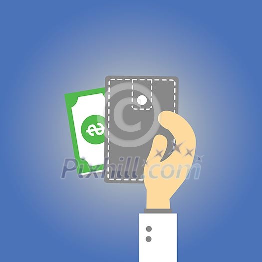Wallet money vector cartoon style Wallet money vector cartoon style