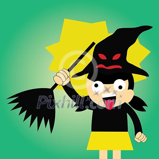 Witch vector cartoon style for use Witch vector cartoon style for use