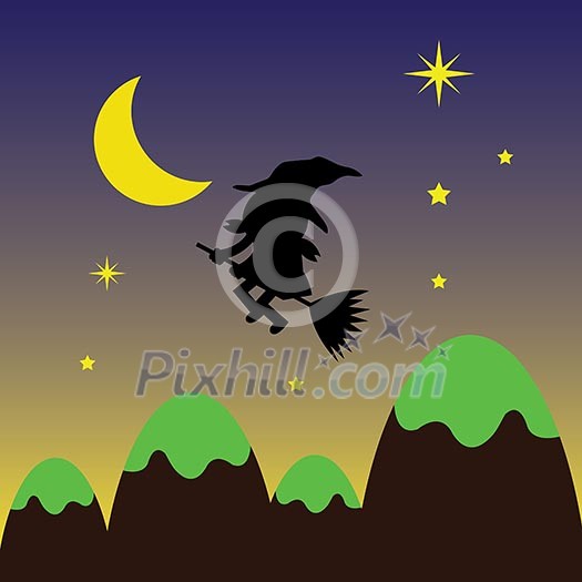 Halloween witch vector cartoon style Halloween witch vector cartoon style
