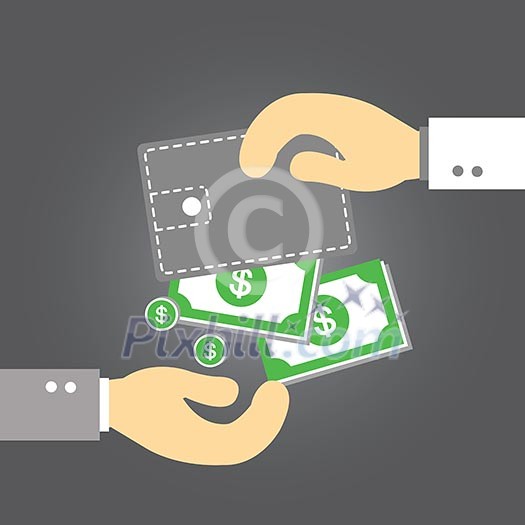 Wallet money vector cartoon style Wallet money vector cartoon style