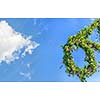 A swedish midsummers pole on a blue sky with clouds