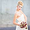 Gorgeous bride on her wedding day (color toned image; shallow DOF)