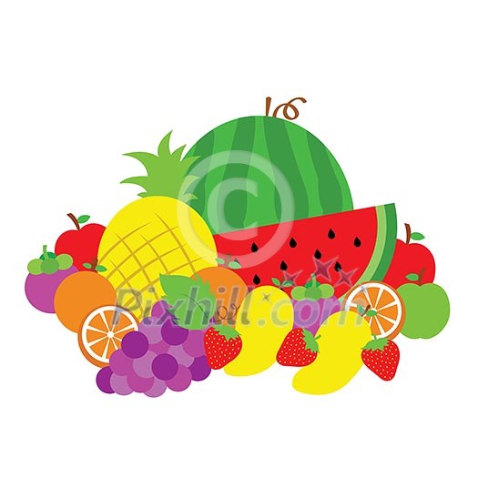 Fruit vector cartoon on white background