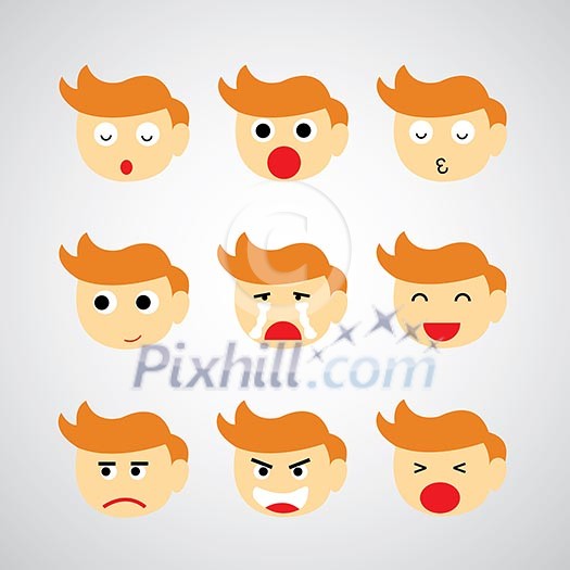 face emotion vector cartoon style 