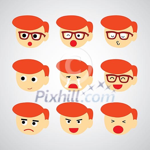 face emotion vector cartoon style