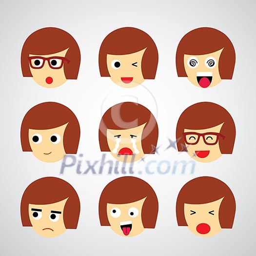 face emotion vector cartoon style 