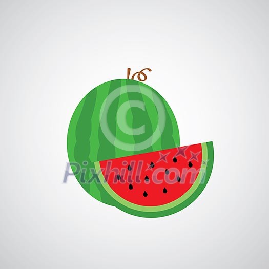 watermelon vector cartoon on gray background watermelon vector cartoon on gray background