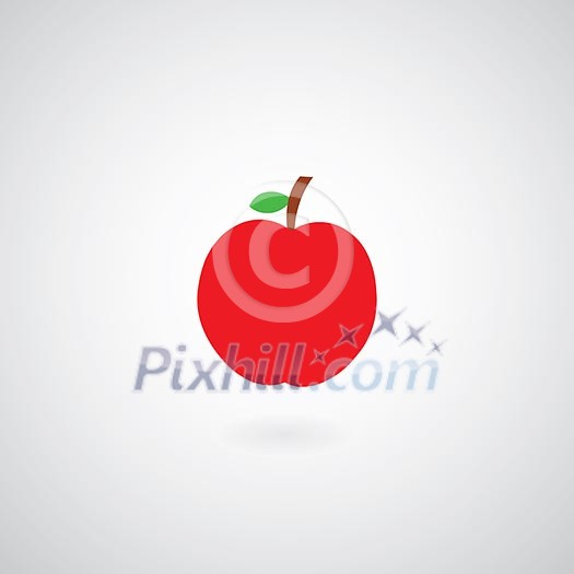Red apple vector on gray background 
