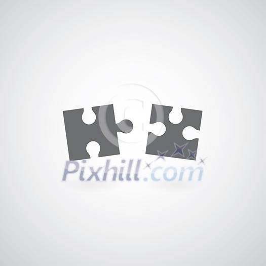 Jigsaw puzzle symbol on gray background 