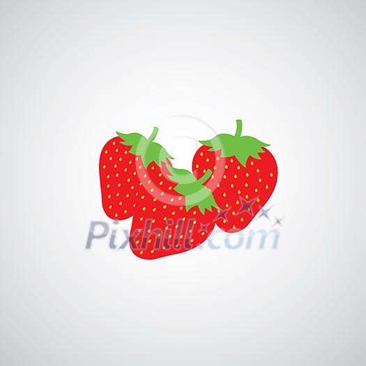 strawberrys vector cartoon on gray background 