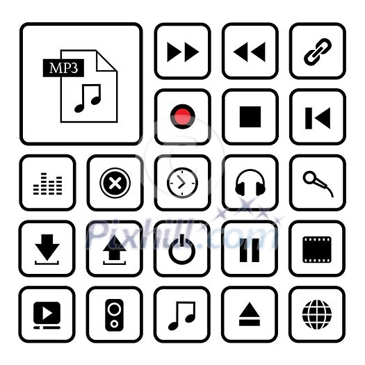 music button icon set for media music button icon set for media