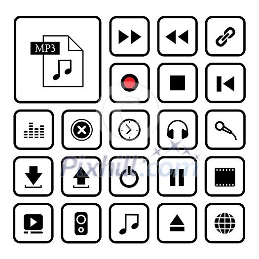 music button  icon set for media 