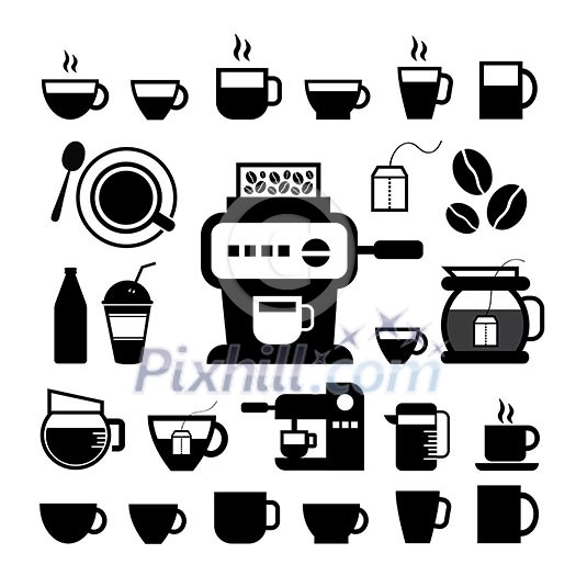 cup and coffee vector icon set 