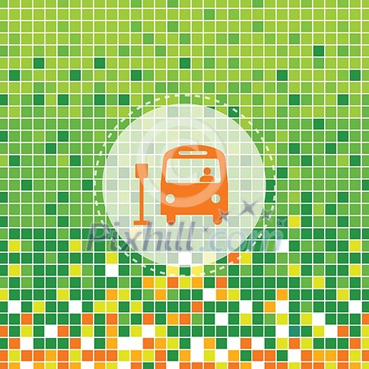 bus symbol on green moses background