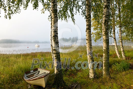 Rowing boat on shore