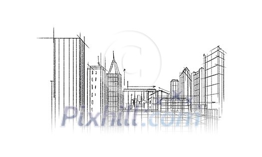 Background image with urban construction pencil sketch Background image with urban construction pencil sketch