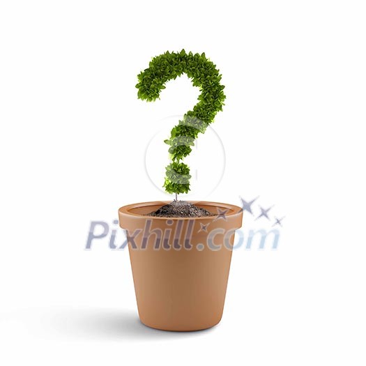 Image of plant pot with green question mark Image of plant pot with green question mark
