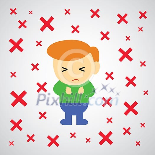 wrong mark vector cartoon style for use 