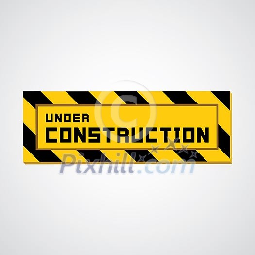 Vector sign under construction on gray background