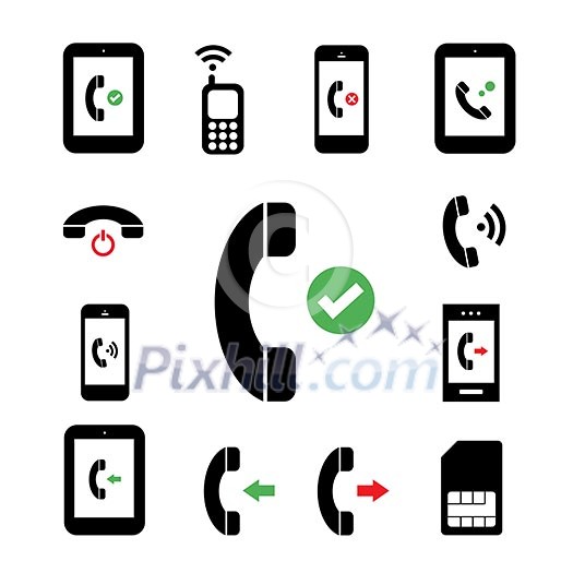 phone symbol set on white background 