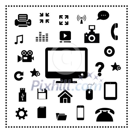 technology symbol set on white background technology symbol set on white background