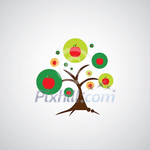 apple tree on gray background apple tree on gray background