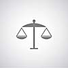 scales of justice on gray background  