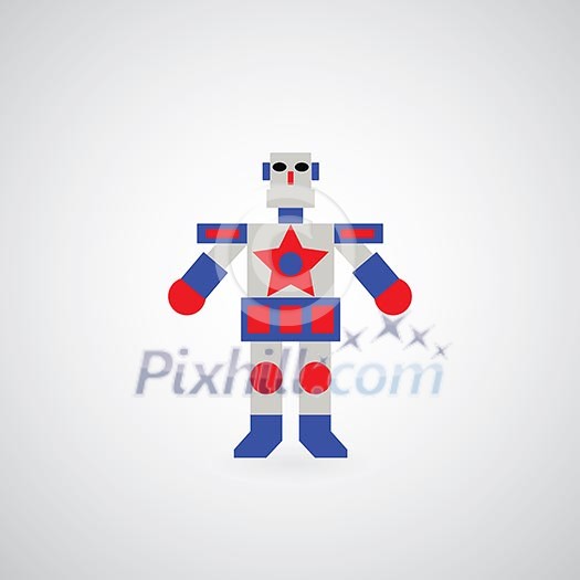 cute vintage robot on gray background