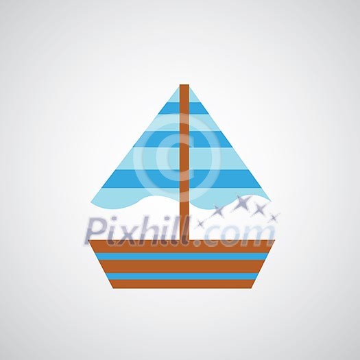 blue ship symbol on gray background 