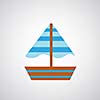 blue ship symbol on gray background 