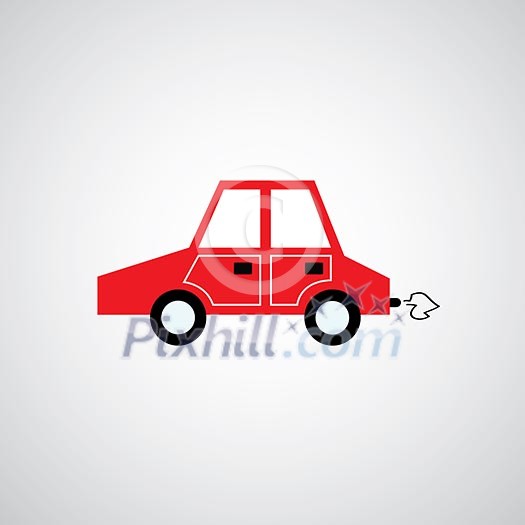 red car cartoon on gray background 