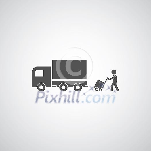 courier services symbol on gray background 