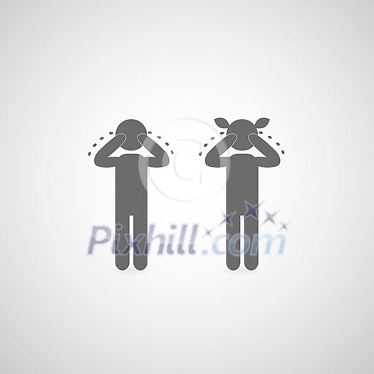 person cry symbol on gray background 